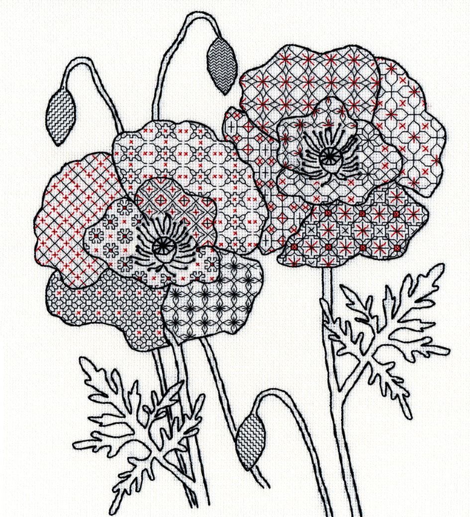 Blackwork Flower Designs (Counted Stitching) by Eleanor Friston from Bothy Threads